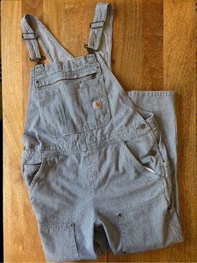 Carhartt Blue and White railroad Striped Work Overalls M (8/10) short